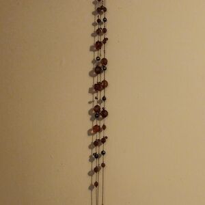 Elegant Brown/Green/Dk. Orange Glass Bead Necklace.